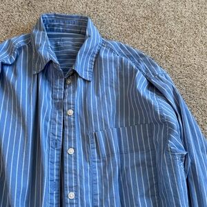 Blue Striped oversized button down Shirt